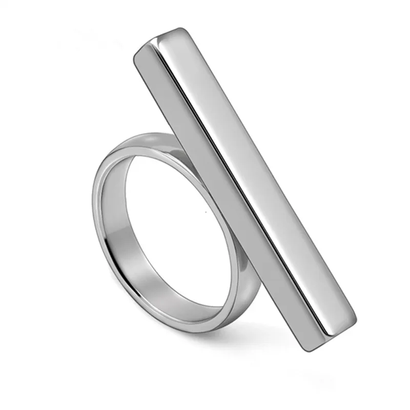 Silver Open Rings For Women Men Irregular Geometric Shape Creative Design Lady Fashion Stainless Steel Jewelry Gifts For Her