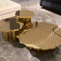 Table basse en acier inoxydable plaqué or, table d'appoint de luxe en métal pour salon, décoration intérieure