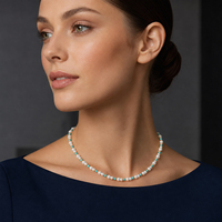 Collier ras du cou étanche en acier inoxydable plaqué or 18 carats avec perles blanches et perles bleu-vertes pour femme - Vente en gros
