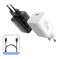 Cargador Rápido USB-C PD de 45W con Cable Tipo-C de 1m y 60W, Adaptador de Cargador de Pared con Enchufe Europeo para iPhone, Samsung y Laptops
