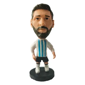 Pemasok pabrik kerajinan Resin bobblehead pemain sepak bola bola bola putih patung pemain