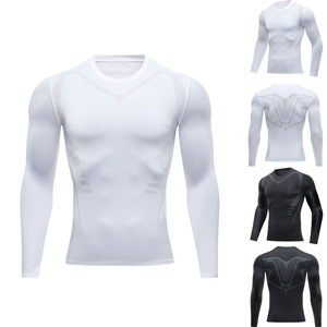 Chemise compressée <span class=keywords><strong>T</strong></span>-<span class=keywords><strong>shirt</strong></span> à manches longues pour <span class=keywords><strong>homme</strong></span> Couche de base Fitness Workout Vêtements de sport à séchage rapide - Product Image 5