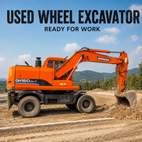 Excavatrice sur pneus d'occasion Doosan DH150W-7 de 15 tonnes, d'origine coréenne, à vendre