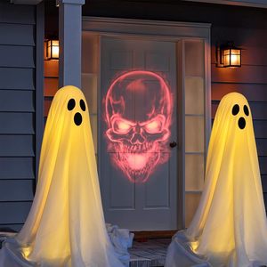 Décorations d'Halloween Grands fantômes effrayants lumineux avec lumière LED Décor de fantômes effrayants debout pour porte d'entrée Porche Yard Party - Product Image 1