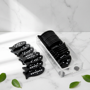 Jeu de dominos en forme de poisson noir et blanc avec boîte de rangement en acrylique pour jeux de société - Product Image 2