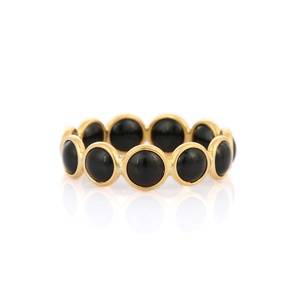 Handmade Natural Round <b>Black</b> <b>Onyx</b> Eternity <b>Rings</b> 18K Solid Yellow Gold Full Band <b>Ring</b> Wholesale Birthstone Jewelry Manufacturer - Product Image 2