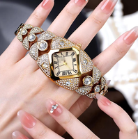 Montre pour femme élégante, étanche, montre à quartz incrustée de briques exquises, montre de luxe légère, cadeau, montres pour femme