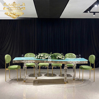 Mesas de Comedor Modernas para Bodas, con Cubierta de Vidrio Espejo, Patas de Acrílico, Ovaladas, para Banquetes, Eventos, Hoteles y Exteriores