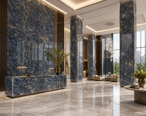 Revêtement mural et de sol <span class=keywords><strong>en</strong></span> dalles de marbre bleu foncé, pierre naturelle de Sodalite bleue de Namibie, cloisonné Jingtailan, de luxe - Product Image 5