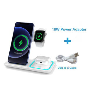 Organisateur <span class=keywords><strong>de</strong></span> bureau pour ordinateur portable avec chargeur sans fil 3 en 1 pour iPhone 15 14 13 Pro Max Watch, <span class=keywords><strong>charge</strong></span> rapide 15W, support <span class=keywords><strong>de</strong></span> téléphone - Product Image 2