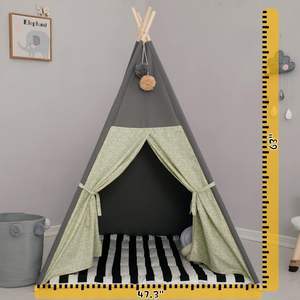 Tienda de Campaña de Lona de Algodón Gris Personalizada, Casa de Juegos para Niños <span class=keywords><strong>Pequeños</strong></span>, Tipi para Decoración de Habitación Infantil - Product Image 5