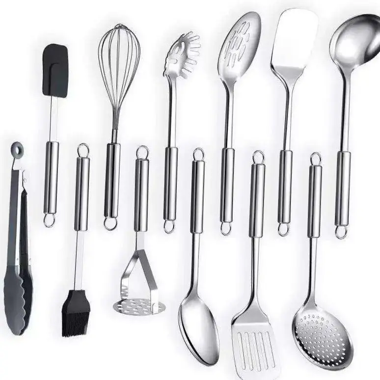 Herramienta de cocina de acero inoxidable, utensilio de cocina de 12 piezas