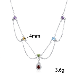 Collier ras du cou en pierre naturelle arc-en-ciel ronde de 4 mm, haut de gamme, pour femmes, en argent sterling 925, bijoux minimalistes pour femmes - Product Image 6
