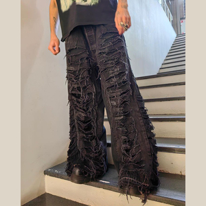 DIZNEW personalizado de buena calidad 2023 último diseño pantalones <span class=keywords><strong>vaqueros</strong></span> negros para hombre ropa de calle americana pantalones <span class=keywords><strong>vaqueros</strong></span> con barba de gato - Product Image 5