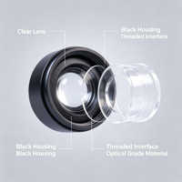 Lentille optique LED modulaire, lentille collimateur filetée en PMMA transparent pour puces SMD et COB 3535, angle de faisceau réglable de 15 à 90 degrés