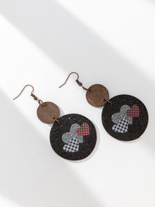 Pendientes de Aro Redondos Geométricos de Moda en Cuero Sintético con Lentejuelas Brillantes para Mujer - Product Image 5