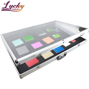 Aluminum Glass Top Display Locking Travel Table Counter Top Case W/side Panel