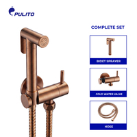 Ensemble de pulvérisateur de bidet mural moderne en laiton brossé or rose de haute qualité, personnalisation OEM pour douchette WC portative