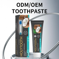 Vente en gros personnalisée Holytooth Noix de coco blanchissant menthe fraîche à base de plantes 130g dentifrice avec brosse à dents pour un usage domestique taille normale