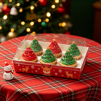 Emballage de dessert de Noël biodégradable, boîte à dessert avec couvercle en PET, boîte à charcuterie