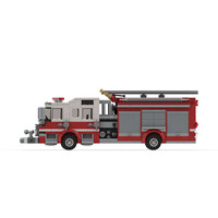 MOC-156284 Camión de Bomberos Pequeño, 6 Módulos, Juego de Bloques de Construcción Educativos, Modelo de Adornos, Ladrillos, Juguetes