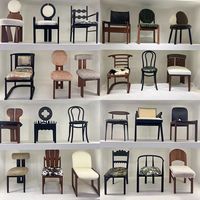 Chaise de salle à manger rétro française en bois de frêne, design pliable, accoudoirs, revêtement en tissu - Meuble en bois massif pour usage scolaire