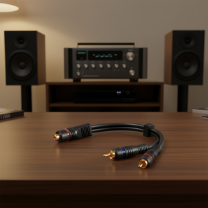 Cable adaptador de audio Rca hembra a 2 Rca macho con doble blindaje para conexión de sonido estéreo - Product Image 3