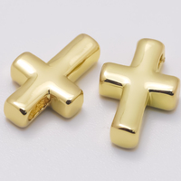 Großhandel Hochglanzpolierte Messing-Kreuz-Abstandsperlen Wasserdichte Christliche Religiöse Anhänger DIY Schmuckherstellung Zubehör