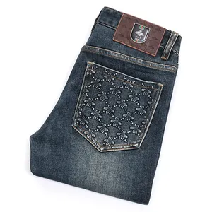 Высококачественные классические мужские джинсы Брендовые повседневные деловые эластичные джинсы 2024 тренд новый завод оптом