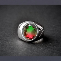 Bague pour homme en tourmaline pastèque, argent sterling 925, tourmaline bicolore doublet à taille ovale, bijou de caractère en quartz, cadeau