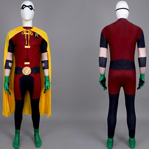 Costume de cosplay Robin Teen Titans, combinaison, cape, cache-œil, ensemble en polyester, pour adulte, jeu de rôle anime, Halloween, costume de scène - Product Image 1