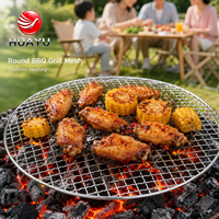 Grille de barbecue ronde en métal multi-tailles, antiadhésive, à nettoyage rapide, avec rebord, jetable, pour pique-nique en extérieur, vente en gros usine