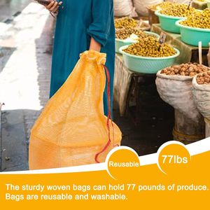 Huamaohengchun Bolsas de Malla Duraderas de 77 Libras, 50 Unidades, 32"x20", Reutilizables, con Cordones, para Almacenamiento de Leña, Verduras y Cebollas - Product Image 6