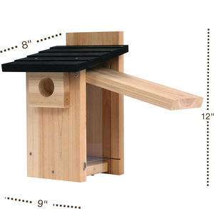 Casetta per Uccelli <span class=keywords><strong>in</strong></span> <span class=keywords><strong>Legno</strong></span> di Cedro per Osservazione, Design Resistente alle Intemperie, Forma Rettangolare per Decorazione Giardino Esterno - Product Image 2