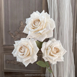 Wholesale Hot Sale 3 Heads Rose Ivory White Artificial Rose 9 Diameter Rose Home Interior Decoration Flower - Product Image 1