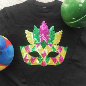 Vente en gros personnalisée Mardi Gras vêtements brodés grandes paillettes thermocollantes brodées sur patchs pour vêtements - Product Image 1