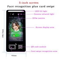 Sistema de Control de Acceso Biométrico con Reconocimiento Facial de 5 Pulgadas, Android 11, Conteo de Personas, Audio Unidireccional, Personalizable OEM/ODM, Código QR