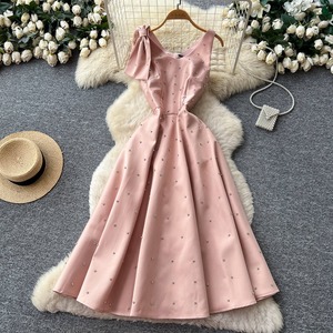 Robe de soirée sans manches taille haute ajustée pour femme avec nœud, coupe trapèze, vente en gros du fabricant - Product Image 4