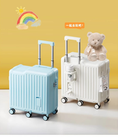 Valise enfant mini en gros, matériau ABS+PC, 4 roues pivotantes, bagage cabine avec siège bébé, valise à roulettes à monter