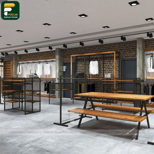 Étagère murale de présentation haut de gamme pour boutique de mode, armoire à vêtements suspendus, espace de marque raffiné - Product Image 3