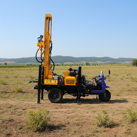 Machine de forage d'eau sur roues diesel, foreuse pneumatique de puits d'eau de 200 m sur remorque