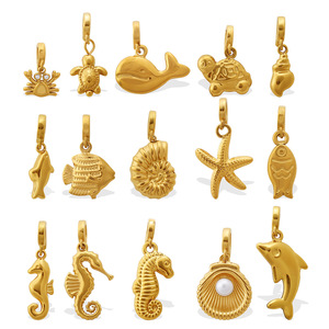 Pendentifs en acier inoxydable plaqué or sur le thème de l'océan pour la création de colliers, formes variées, accessoires de bijoux DIY - Product Image 5
