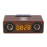 Langstrecken BT/AUX/TF/USB Wecker FM-Radio Holz tragbare multifunktion ale drahtlose Ladegerät Lautsprecher uhr Radio