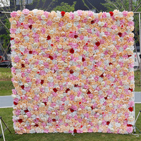 Panel Bunga Sutra Merah Muda Mewah untuk Dekorasi Dinding, Rangkaian Hydrangea Buatan dengan Alas Kain 5D NINI Custom untuk Pernikahan