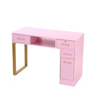Nouvelle table de manucure simple en bois rose pour salon de beauté moderne, avec collecteur de poussière HONGZI HZ2091, super durable