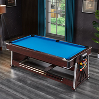 Nouvelle table de jeu multifonctionnelle 4 en 1 de couleur marron Table de billard de 7 pieds avec jeu de salle à manger de hockey sur air de ping-pong