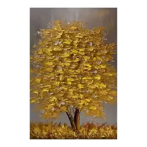 High Quality Factory OEM Supplier Modern Artwork Canvas Wall Art Pictures Abstract Golden Tree Oil Painting For Living Room Deco