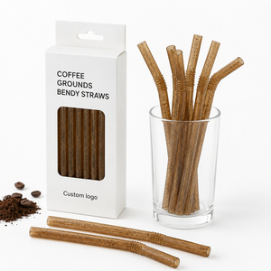 Pajitas Desechables para Bebidas Frías, Hechas con Residuos de Café 100% Biodegradables, Flexibles y de Tamaño Personalizado - Product Image 1