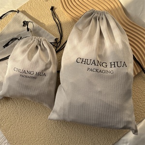 QMS Custom Logo Printed Gift Canvas Cotton Muslin Double <b>String</b> Handbag Shoe Dust Drawstring <b>Bag</b> - Product Image 5