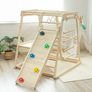 Structure d'escalade en <span class=keywords><strong>bois</strong></span> massif pour intérieur, ensemble de jeu de gymnastique, entraînement à l'équilibre pour tout-petits, jouet Montessori sensoriel et d'activité physique pour enfants - Product Image 3